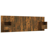 Bed Headboard with Cabinets Smoked Oak Engineered Wood 3115721