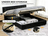 King Size Ottoman Bed Frame, with Front Drawer - Black T3398P425428