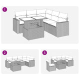 6 Piece Garden Sofa Set with Cushions Grey Poly Rattan Acacia 3326322
