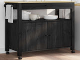 Kitchen Trolley MONZA Black 84 x 40 x 88.5 cm Solid Pine Wood 42027040