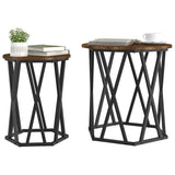 Coffee Table 2 pcs Smoked Oak Engineered Wood and Steel 868263