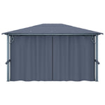 ZNTS Gazebo with Curtain&LED String Lights 4x3 m Anthracite Aluminium 3070336