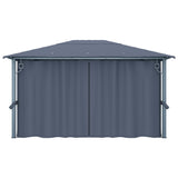 ZNTS Gazebo with Curtain&LED String Lights 4x3 m Anthracite Aluminium 3070336