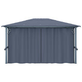 Gazebo with Curtain&LED String Lights 4x3 m Anthracite Aluminium 3070336