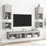 8 Piece TV Wall Units with LED Grey Sonoma Engineered Wood 3216595