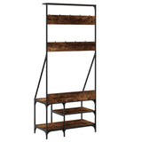 Clothes Rack with Shoe Storage Smoked Oak 80x40x184 cm 837864
