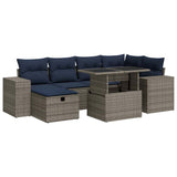 7 Piece Garden Sofa Set with Cushions Brown Poly Rattan Acacia 3327941