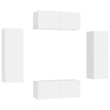 4 Piece TV Cabinet Set White Engineered Wood 3078666