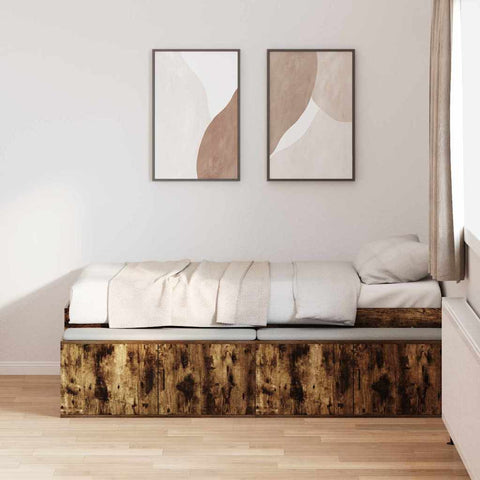 Storage Bed Frame Smoked oak 100 x 200 cm Engineered wood 3335185