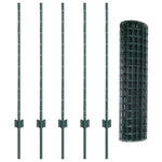 Fence with Posts Green 1 x 10 m Steel 3335983