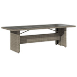 Garden Table with Glass Top Grey 240x90x75 cm Poly Rattan 365599