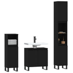 ZNTS 3 Piece Bathroom Furniture Set Black Engineered Wood 3190284