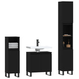 ZNTS 3 Piece Bathroom Furniture Set Black Engineered Wood 3190284