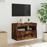 TV Wall Cabinet with LED Lights Smoked Oak 60x30x40 cm 837191