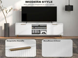 Modern TV Stand Cabinet for TVs up to 55", TV Unit with 2 Open Shelves and 2 Cabinets, Entertainment T3398P343173