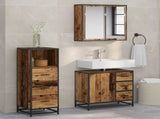 Bathroom Furniture Set with Door 3 pcs Old Wood Engineered Wood 3402423