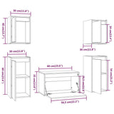 TV Cabinets 5 pcs White Solid Wood Pine 3100270