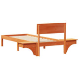 Bed Frame with Headboard Wax Brown 75 x 190 cm Solid Pine Wood 873474