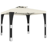 Gazebo with Double Roof Cream 2.98x2.98 m Steel 368440