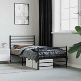 Metal Bed Frame without Mattress with Footboard Black 75x190cm 352327
