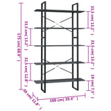 5-Tier Book Cabinet Grey 100x30x175 cm Pinewood 3082005