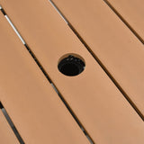 Garden Table with Parasol Hole Brown 55x55x46.5 cm Poly Rattan 364118