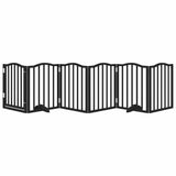 Dog Gate with Door Foldable 6 Panels Black 300 cm Poplar Wood 352221