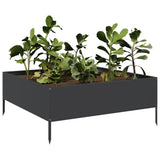 ZNTS Garden Raised Bed Black 100x100x25 cm Steel 851031