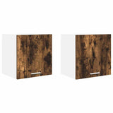 Hanging Cabinet 2 pcs Smoked Oak and White 40 x 31 x 40 cm 884139