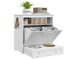 Pet Feeder Station, Dog, Cat Storage Container, with Raised Bowls, Hanger, Cabinet - White T3398P349786