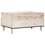 Coffee Table with Drawer White 80 x 54 x 40 cm Solid Mango Wood 4018381
