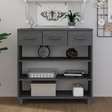 Console Table HAMAR Dark Grey 90x35x90 cm Solid Wood Pine 340466