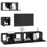 TV Cabinet Set 4 pcs Black Oak Engineered Wood 3393436