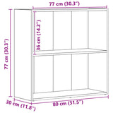 Bookshelf Black Oak 80 x 30 x 76.5 cm Engineered Wood 8003716