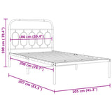 Metal Bed Frame without Mattress with Headboard White 100x200cm 377161
