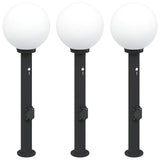 Bollard Lights with Sensor&Outlet 3 pcs 80 cm Black IP44 4006124