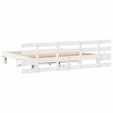 Bed Frame with Headboard White 200 x 200 cm Solid Pine Wood 3385677