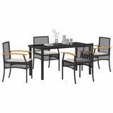 Garden Dining Set with Cushion 5 pcs Black Rattan 3380815