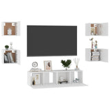 6 Piece TV Cabinet Set White Engineered Wood 3078660