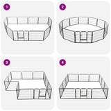 170573 Dog Playpen 12 Panels Steel 80x60 cm Black