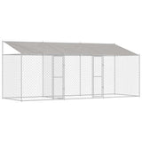 Dog Cage with Roof Silver 600 x 200 x 256 cm Steel and PE 3368304