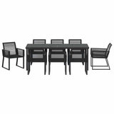 Garden Dining Set 9 pcs Black Powder-Coated Steel 3379316