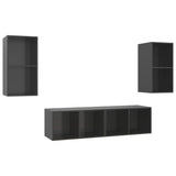 Wall-mounted TV Cabinets 4 pcs High Gloss Grey Engineered Wood 3079879