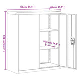 File Cabinet White 90x40x105 cm Steel 339736