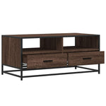 ZNTS Coffee Table Brown Oak 100x50x45 cm Engineered Wood and Metal 848788