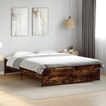 ZNTS Bed Frame without Mattress Smoked Oak 150x200 cm King Size 3279884