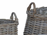 Planter Basket with Storage 2 pcs Grey Lacak Rattan 42020953