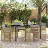 Garden Dining Set 5 pcs Beige Poly Rattan 3380795