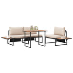 Garden Dining Set 3 pcs Taupe Steel 3335890