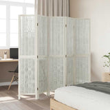 Room Divider 5 Panels White Solid Wood Paulownia 358678